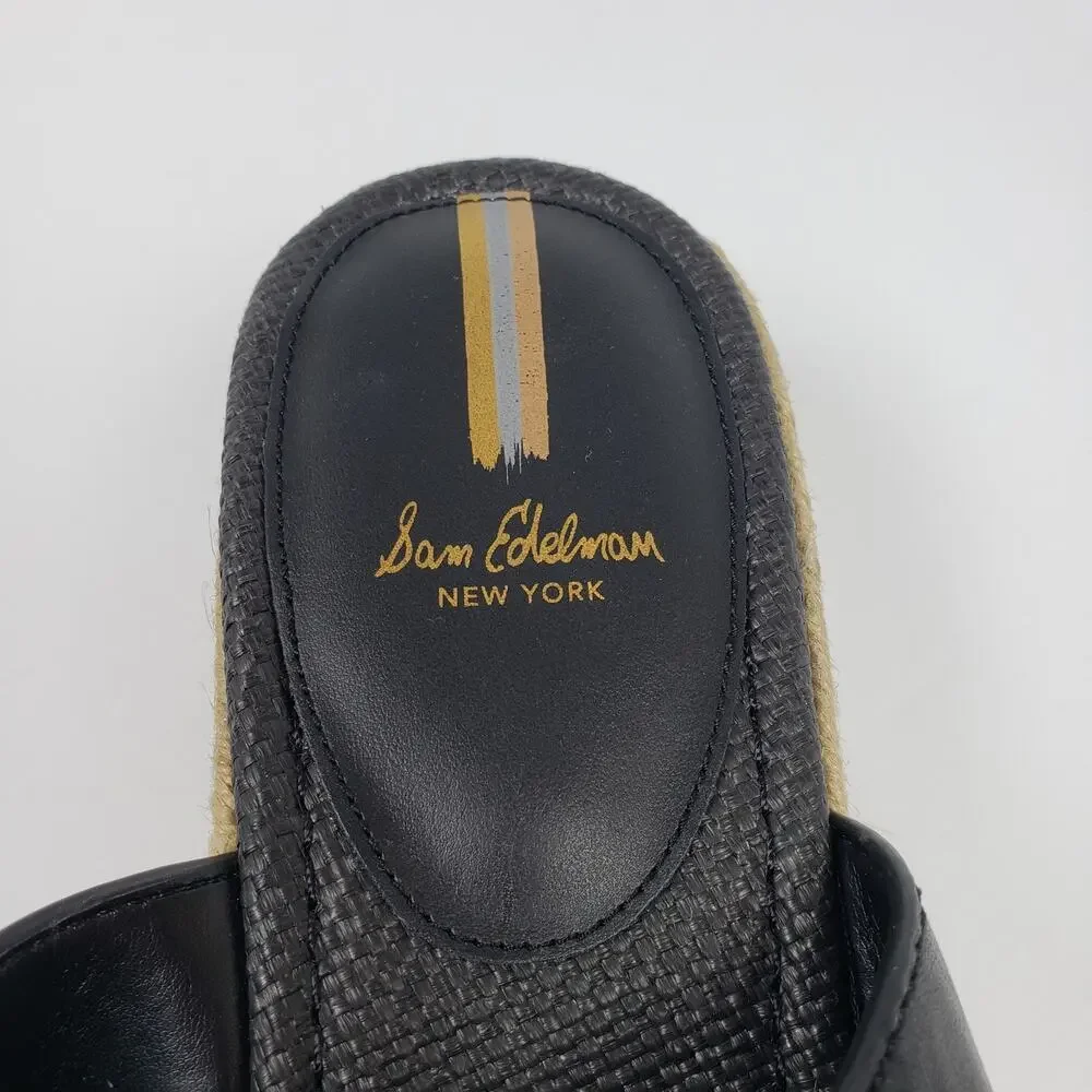 Sam Edelman Carson Womens Size 11 Black Brown Espadrille Wedge Platform Sandals